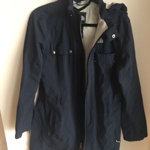 North Face Navy Trench Rain Coat w/ Hood and Belt